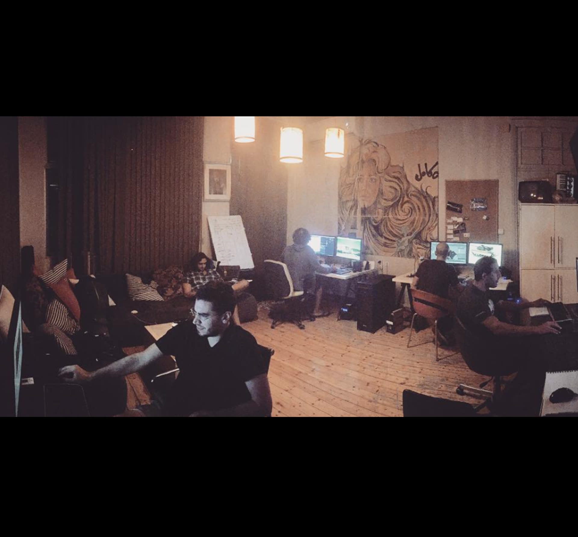 Studio team at night